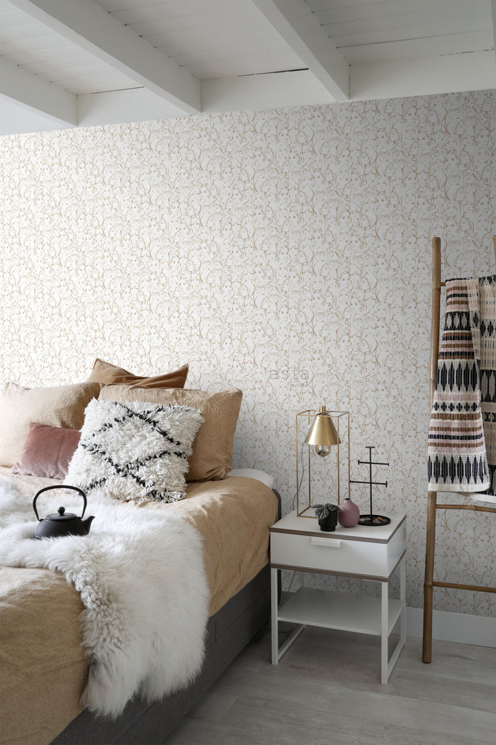 ESTAhome behang gezichten meisjes glanzend koper bruin - 138868 - 0,53