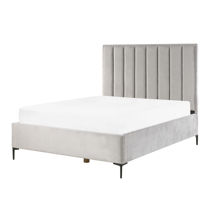 Beliani-SEZANNE -Bed met opbergruimte-Lichtgrijs-140 x 200 cm-Fluweel