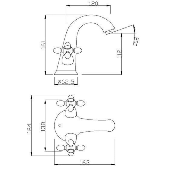 SCHÜTTE Wastafelmengkraan tweeknops ELK chroomkleurig