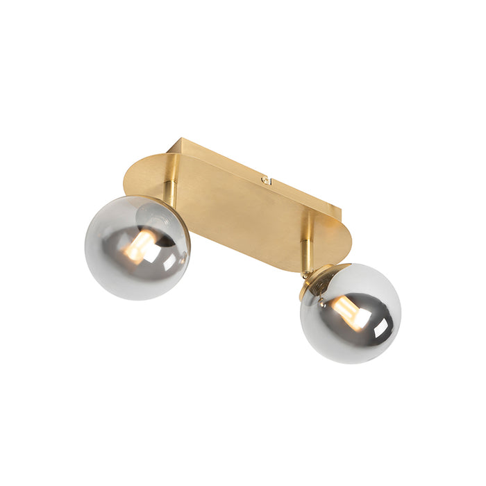 QAZQA Spot goud 2-lichts verstelbaar met smoke glass - Athens
