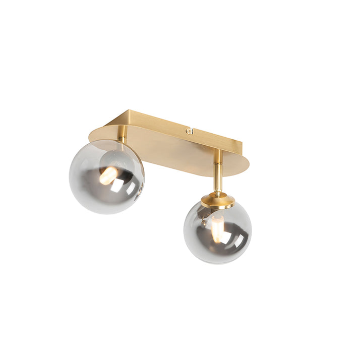 QAZQA Spot goud 2-lichts verstelbaar met smoke glass - Athens