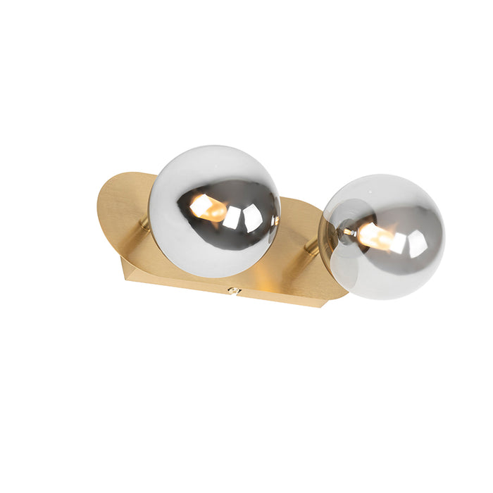 QAZQA Spot goud 2-lichts verstelbaar met smoke glass - Athens