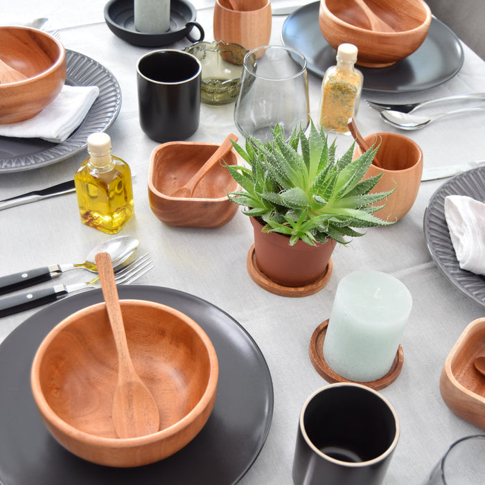 Khaya houten onderzetters Ø 9 cm - set van 4