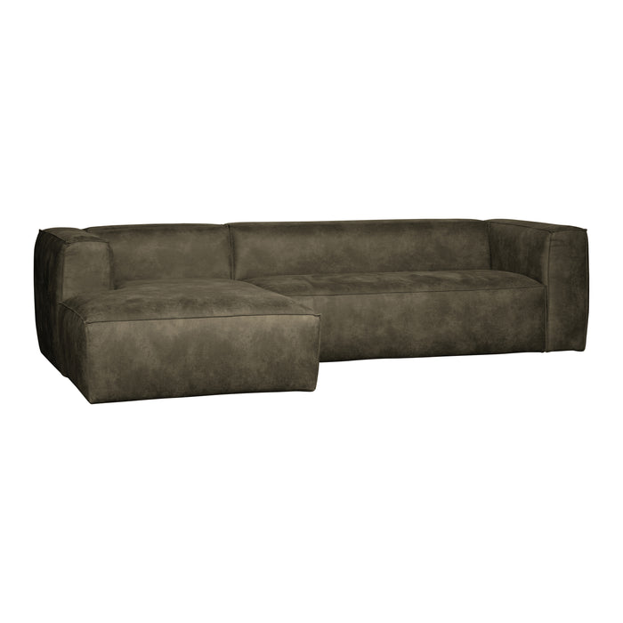 WOOOD Bean Hoekbank met Chaise Longue Links - Eco-leder - Army Green