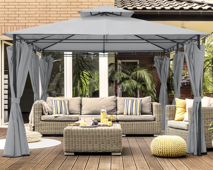 Luxe Stalen Paviljoen met LED-verlichting op zonne-energie - Grijs