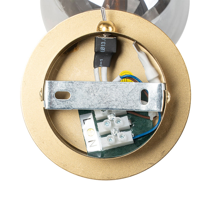 QAZQA Landelijke spot goud verstelbaar met smoke glas - Athens