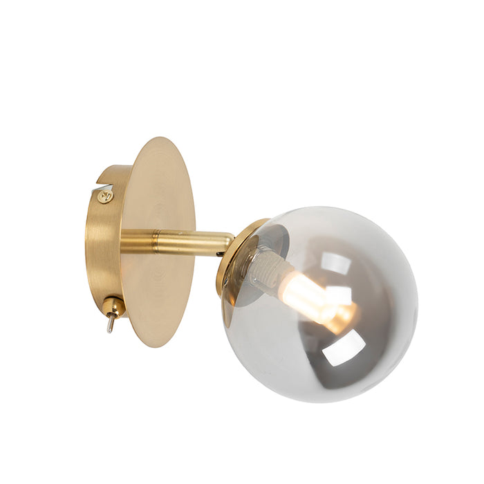 QAZQA Landelijke spot goud verstelbaar met smoke glas - Athens