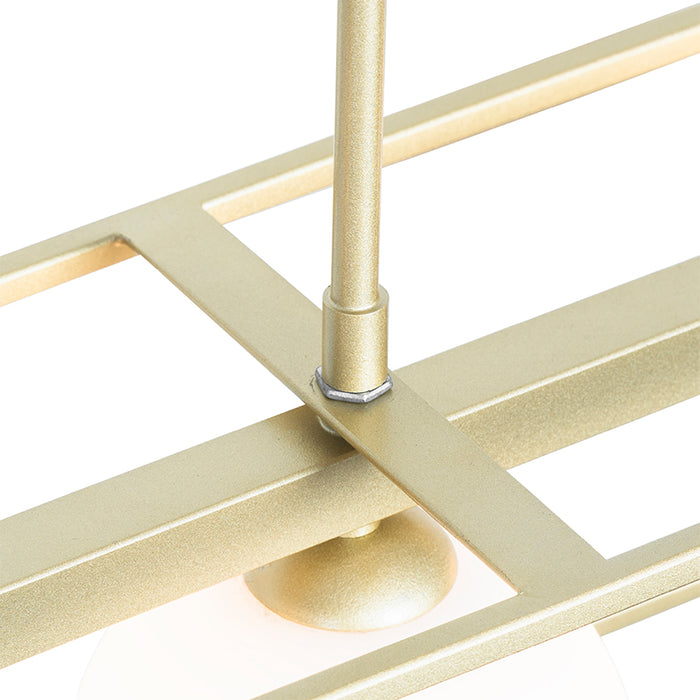 QAZQA Design hanglamp goud met wit glas 4-lichts - Aniek