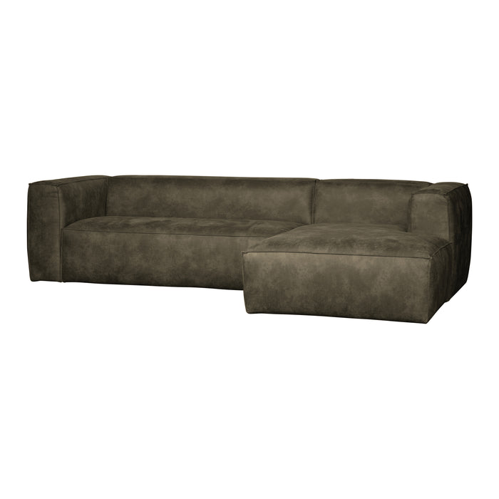 WOOOD Bean Hoekbank met Chaise Longue Rechts - Eco-leder - Army Green
