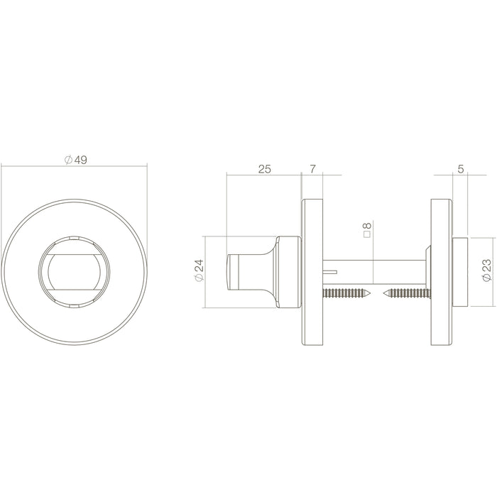 Intersteel Rozet toilet-|badkamersluiting rond messing ongelakt