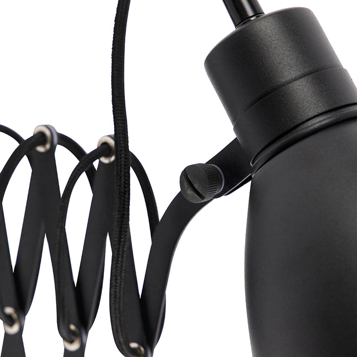 QAZQA Industriële wandlamp zwart met verstelbare arm - Merle