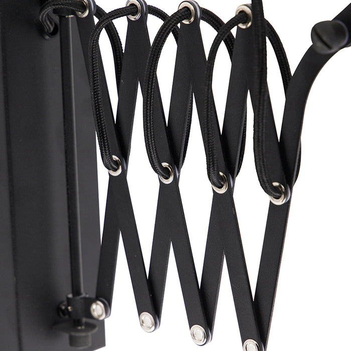 QAZQA Industriële wandlamp zwart met verstelbare arm - Merle