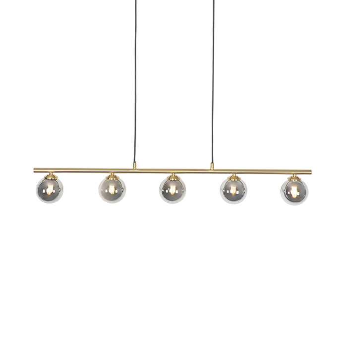 QAZQA Moderne hanglamp goud 100 cm 5-lichts met smoke glas - Athens