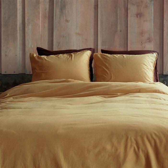 vtwonen Natural Stone Fraying Dekbedovertrek 140 x 200/220 cm - Geel