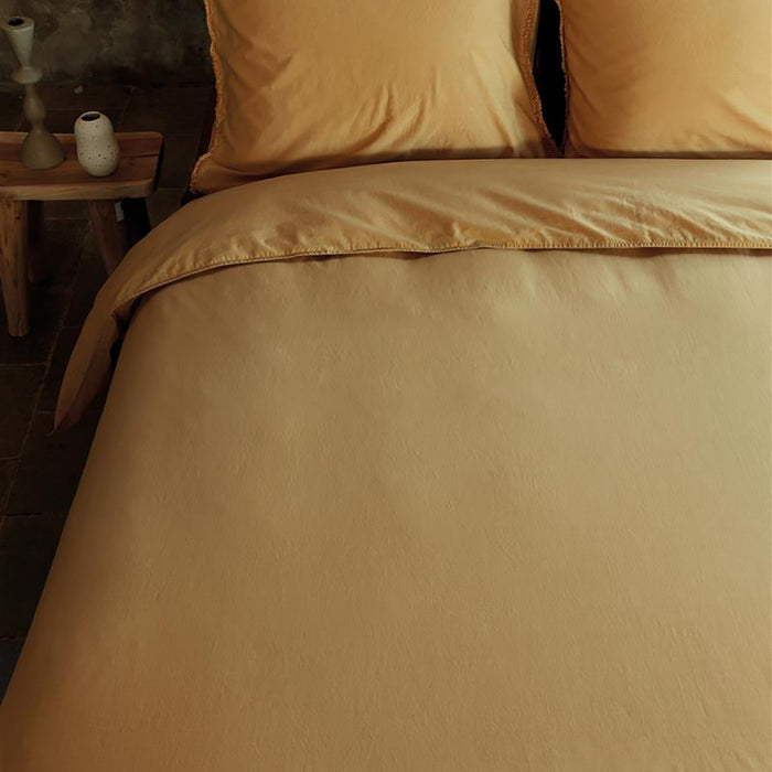 vtwonen Natural Stone Fraying Dekbedovertrek 140 x 200/220 cm - Geel