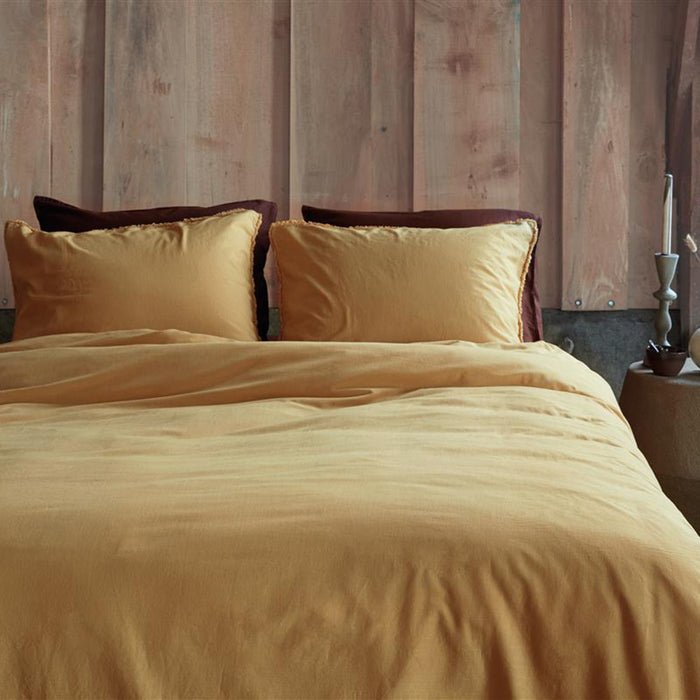 vtwonen Natural Stone Fraying Dekbedovertrek 200x200/220 cm - Geel