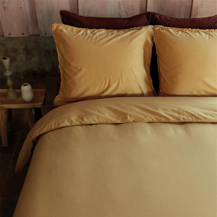 vtwonen Natural Stone Fraying Dekbedovertrek 200x200/220 cm - Geel