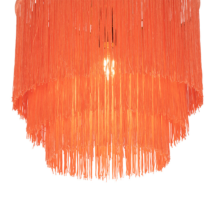 QAZQA Oosterse plafondlamp goud roze kap met franjes - Franxa