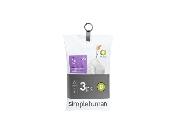 Simplehuman Code G Pocket Liners Afvalzakken 30 Liter - 60 zakken