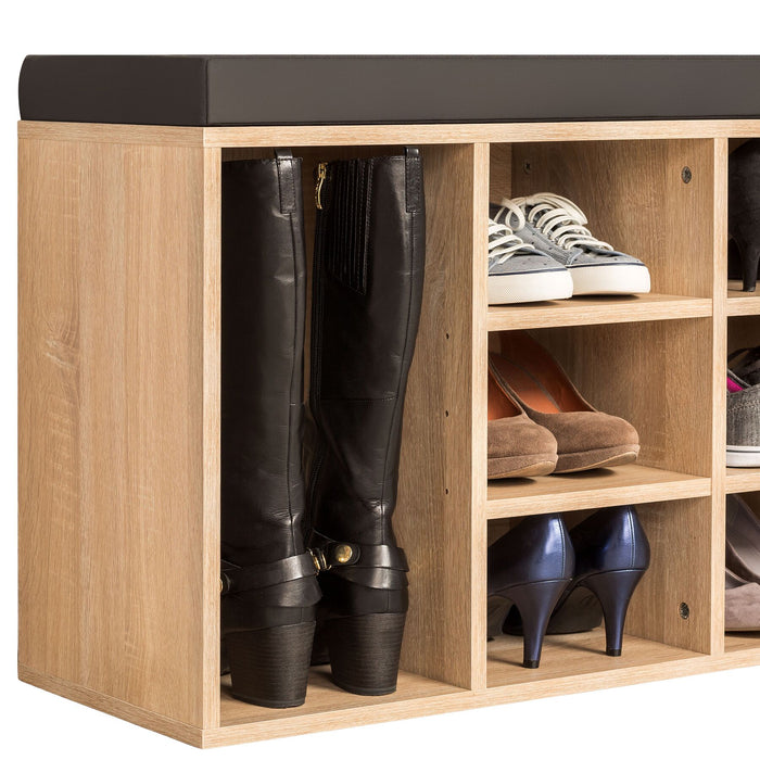 tectake® Schoenenkast met zitkussen 103,5x48x30cm