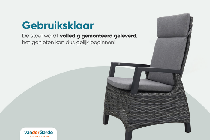 VDG Darwin wicker verstelbare tuinstoel - antraciet