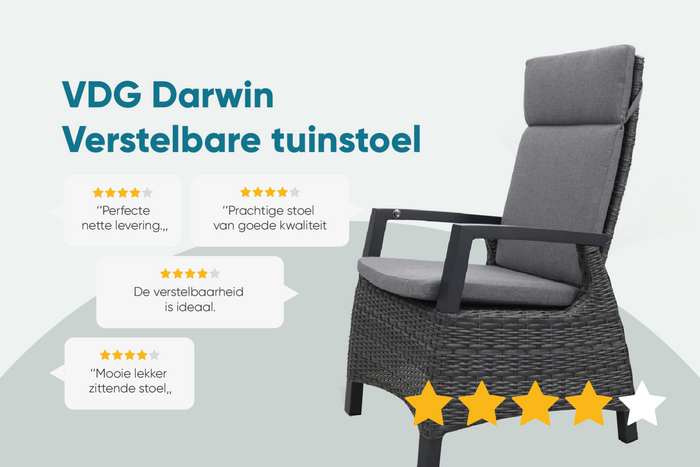 VDG Darwin wicker verstelbare tuinstoel - antraciet