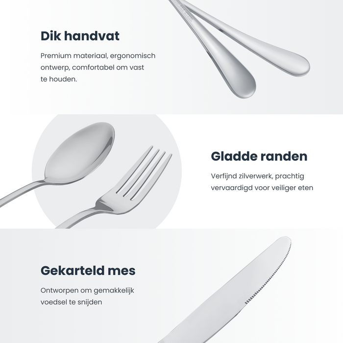 Hescom Bestekset - 24-delig - Bestek voor 6 personen - Zilver