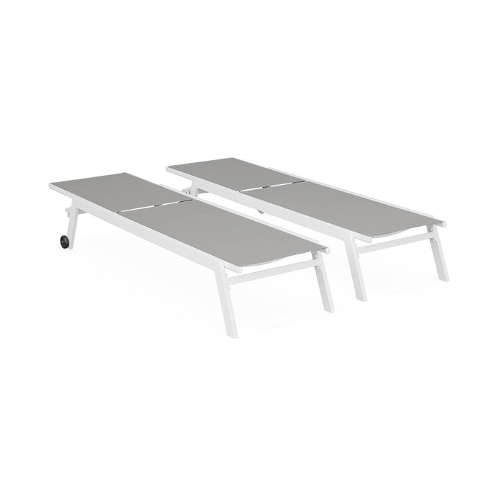 sweeek - Aluminium ligstoelen, meerdere standen, met wieltjes (set van