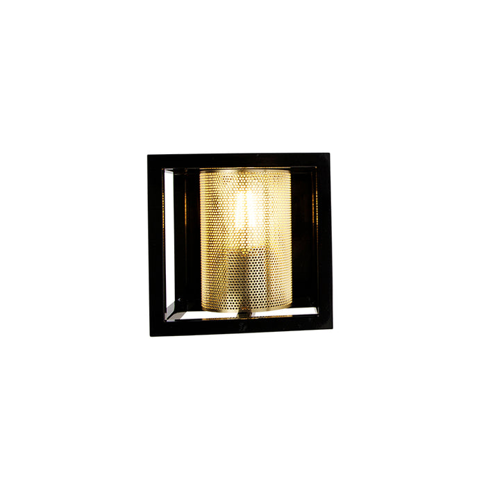 QAZQA Wandlamp cagetess - Goud|messing - Industrieel - L 18cm