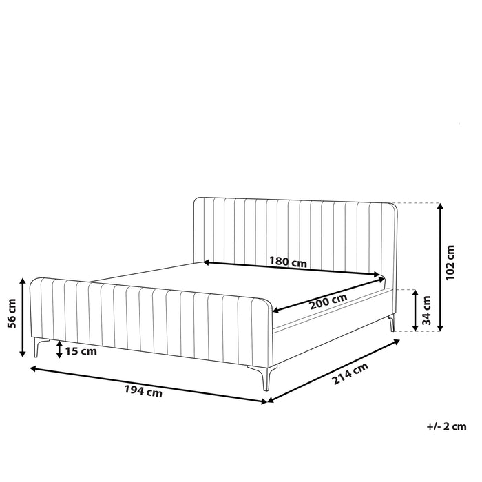 Beliani - LUNAN - Tweepersoonsbed - Taupe - 180 x 200 cm - Fluweel