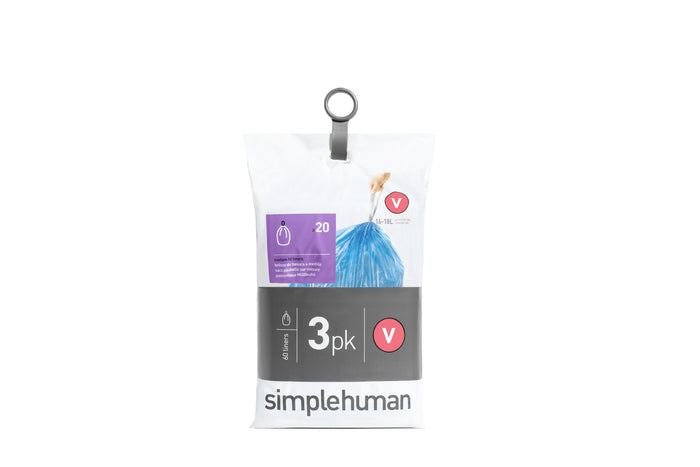 Simplehuman Code V Pocket Liners Afvalzakken 16-18 Liter - 60 zakken