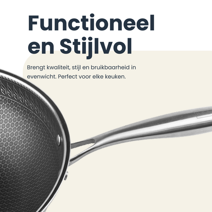 Hescom Wokpan van Roestvrij Staal met Anti-aanbaklaag - 32 cm