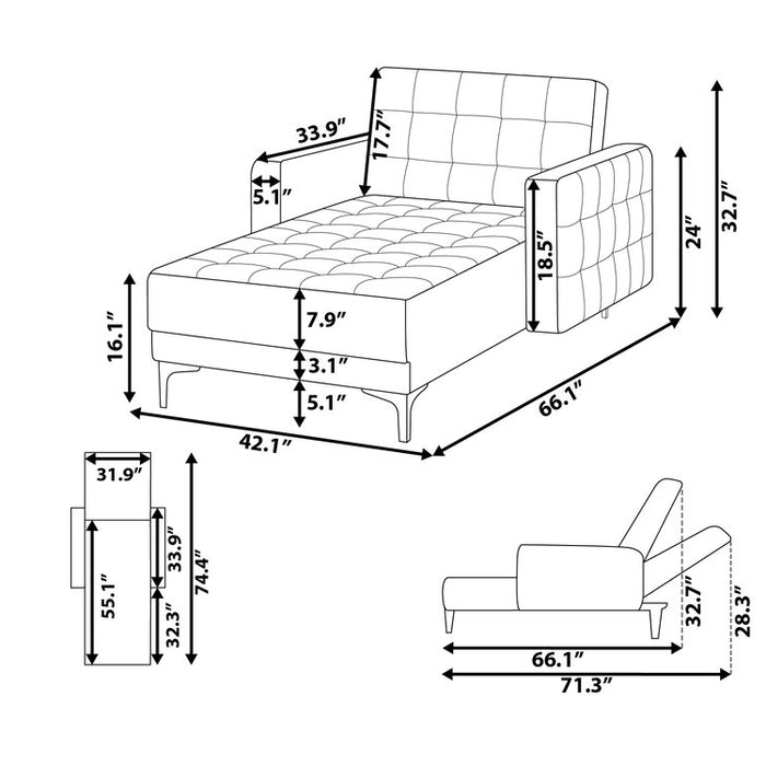 Beliani-ABERDEEN-Chaise longue-Marineblauw-Symmetrisch-Fluweel