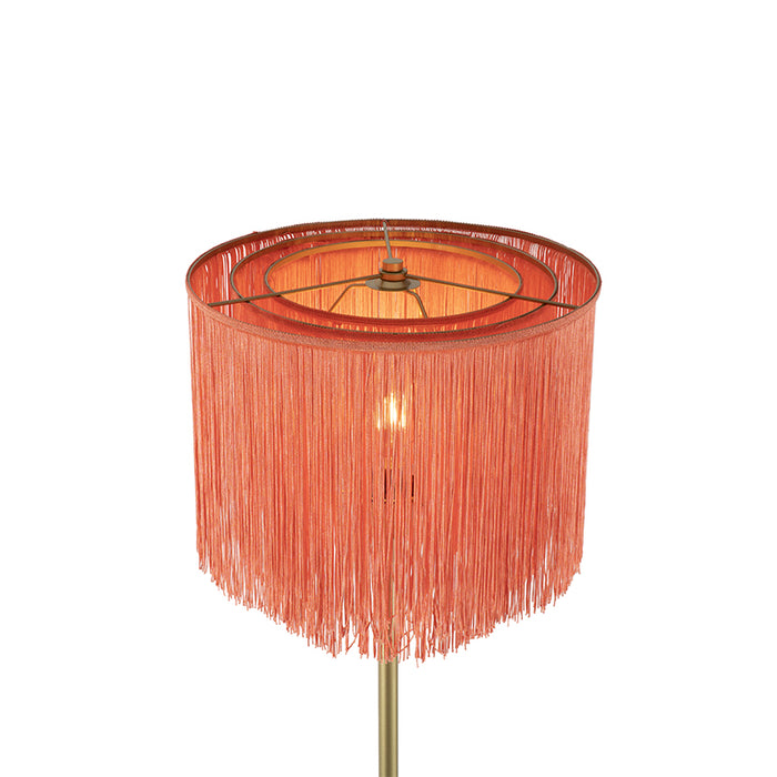 QAZQA Oosterse vloerlamp goud roze kap met franjes - Franxa