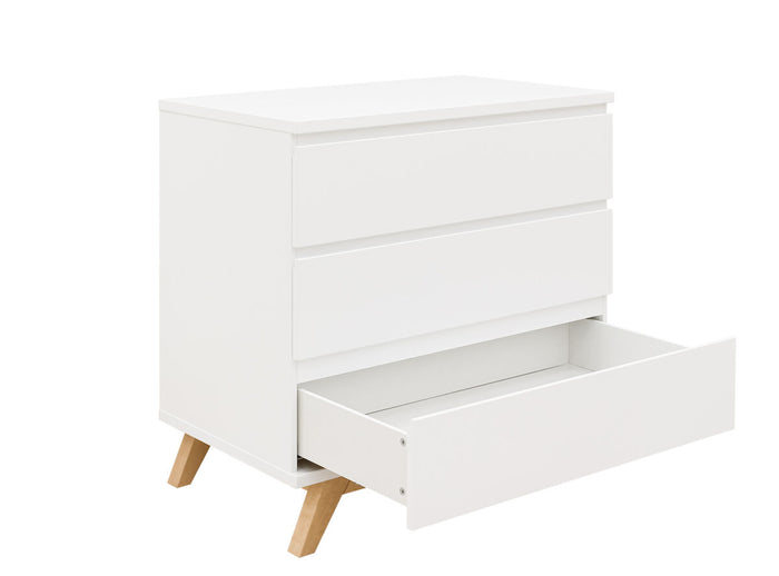 Bopita Lynn commode met 3 laden greeploos - Wit|Naturel