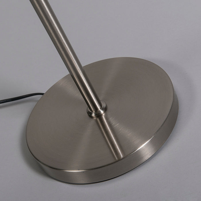 QAZQA Moderne vloerlamp staal met witte kap - VT