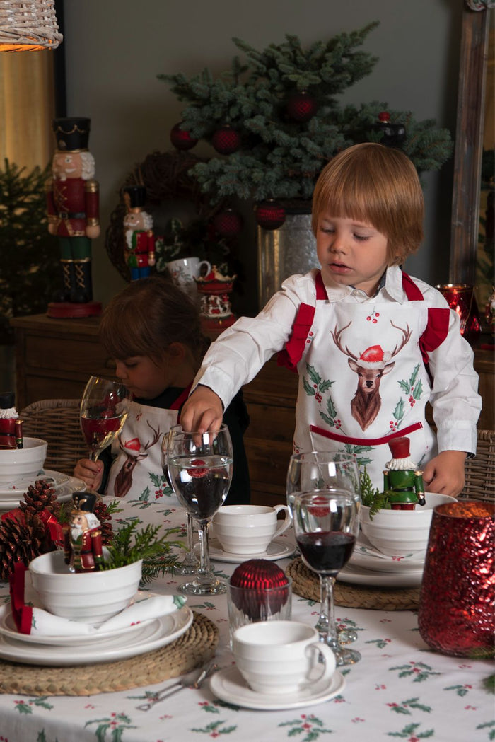 Clayre & Eef Placemats Set van 6 48x33 cm Wit Rood Katoen Rechthoek