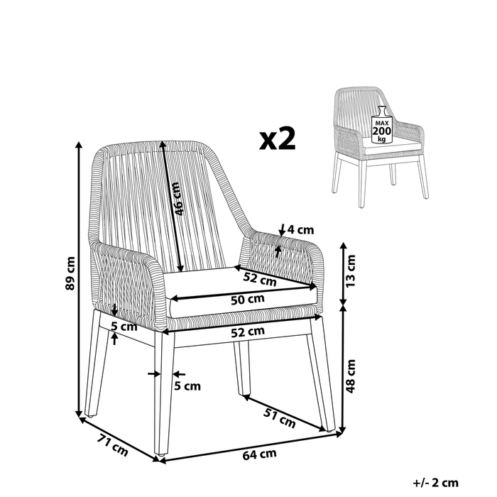Beliani - OLBIA - Tuinstoel set van 2 - Beige - Polypropyleen