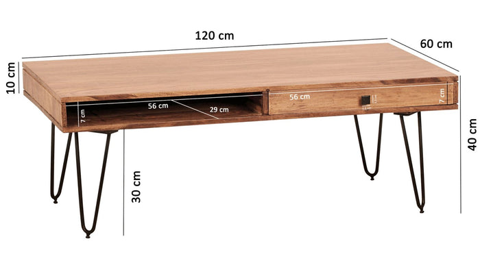 24Designs Bryson Salontafel Met Laden - L120xB60xH43 Cm - Massief