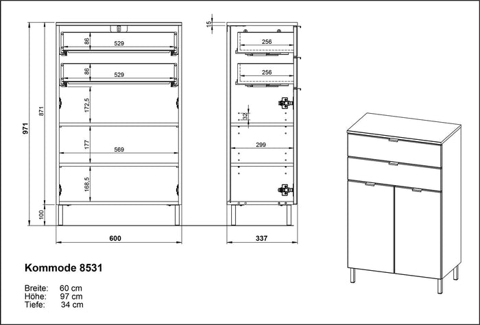 Germania Mauresa Badkamerkast Small Wit | Eiken