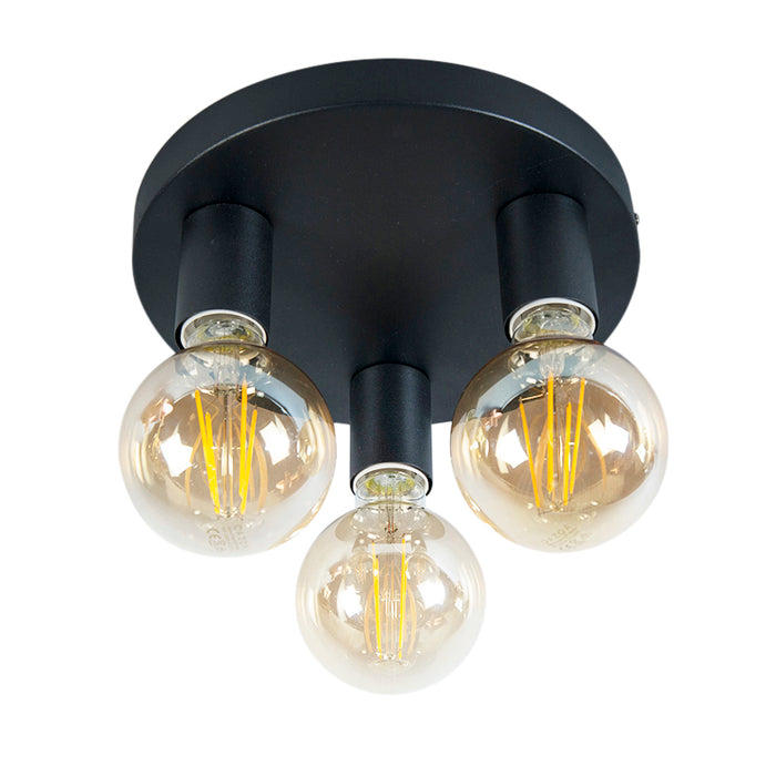 QAZQA Smart moderne plafondlamp zwart incl. 3 WiFi G95 - Facil