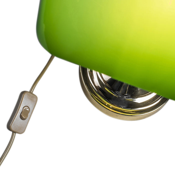 QAZQA Klassieke tafellamp|notarislamp messing met groen glas - Banker