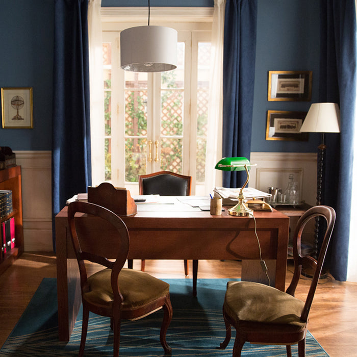 QAZQA Klassieke tafellamp|notarislamp messing met groen glas - Banker