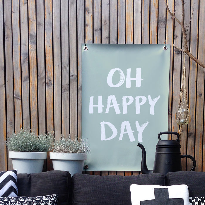 Tuin poster groen wit happy day (50x70cm)