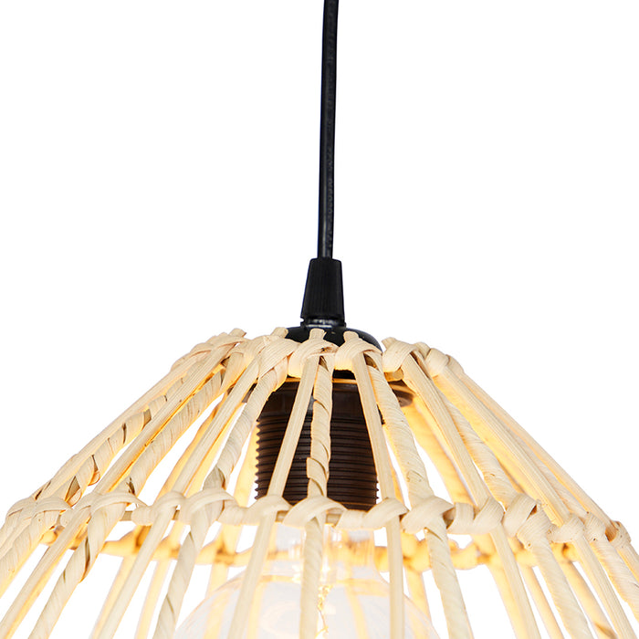 QAZQA Hanglamp magna rotan - Naturel - Landelijk - H 99.5cm