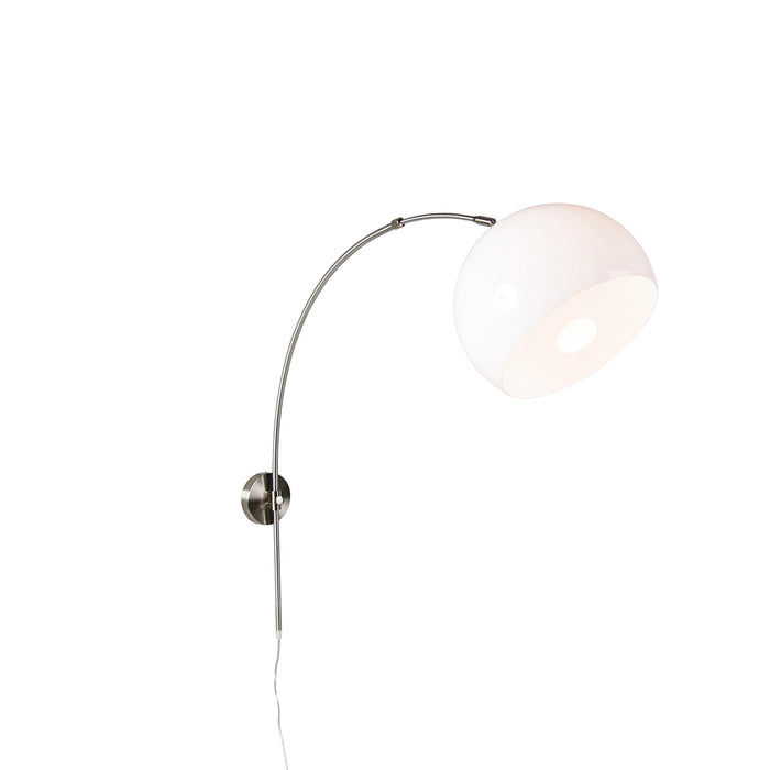 QAZQA Retro wandbooglamp staal met witte kap verstelbaar