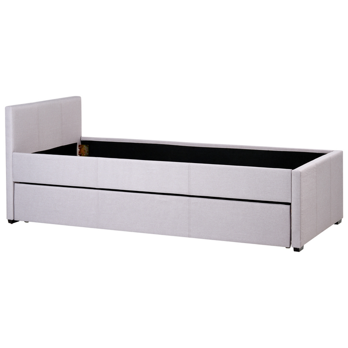 Beliani-MARMANDE-Onderschuifbed-Lichtgrijs-90 x 200 cm-Polyester