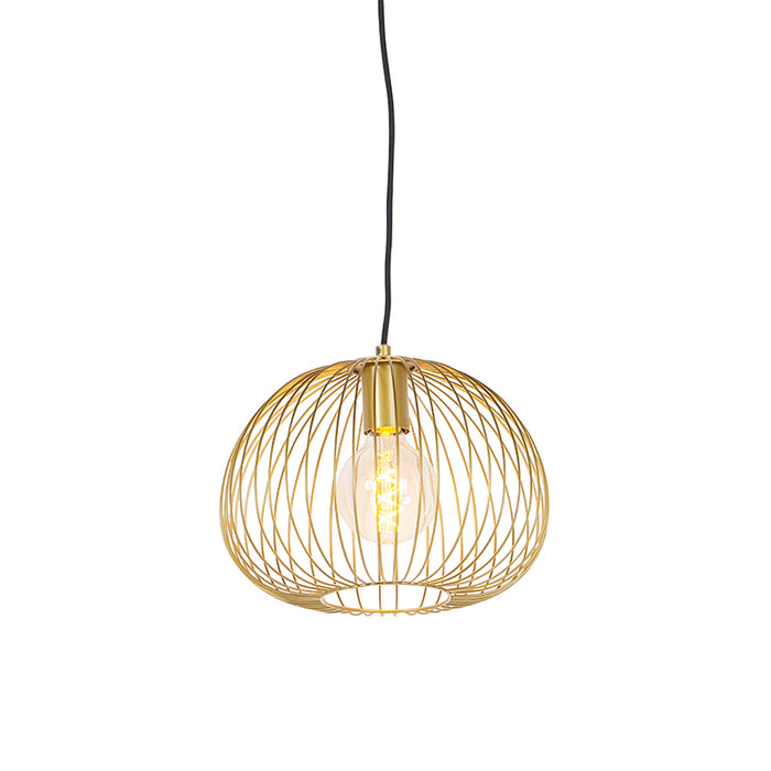 QAZQA Set van 5 design hanglampen zwart en goud - Wires