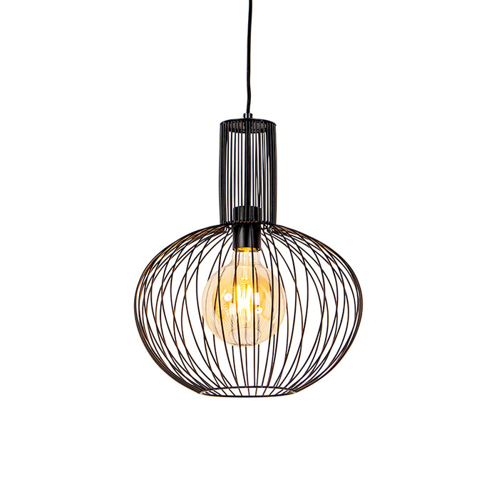 QAZQA Set van 5 design hanglampen zwart en goud - Wires