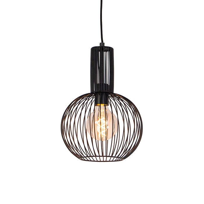 QAZQA Set van 5 design hanglampen zwart en goud - Wires